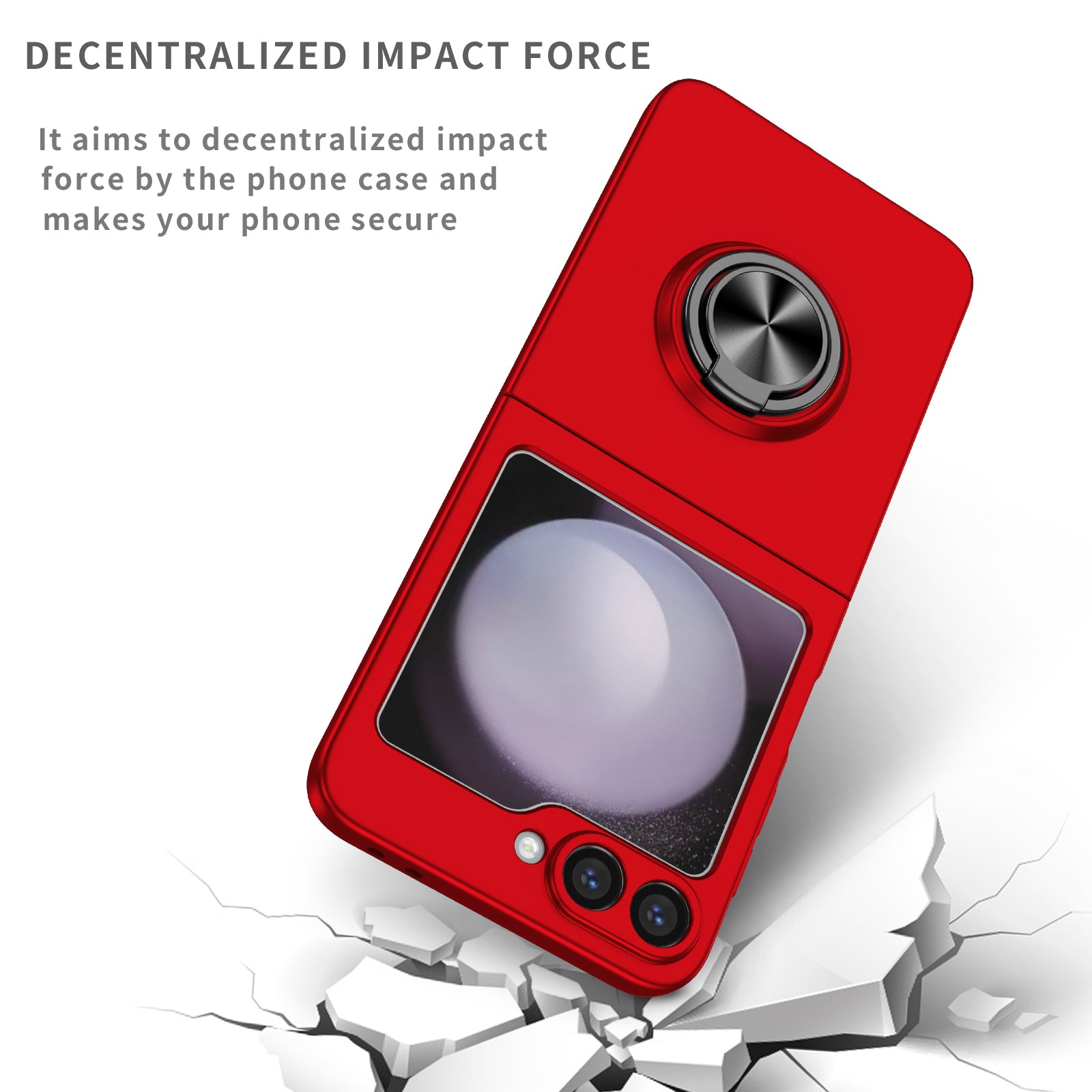 For Samsung Galaxy Z Flip6 5G Case Rotatable Ring Kickstand Hard PC Phone Cover - Red