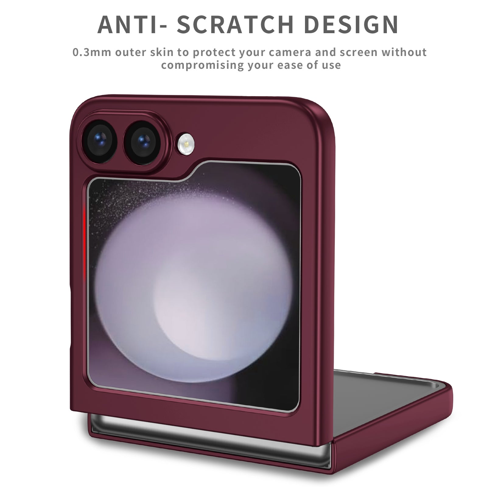 For Samsung Galaxy Z Flip6 5G Case Rotatable Ring Kickstand Hard PC Phone Cover - Wine Red
