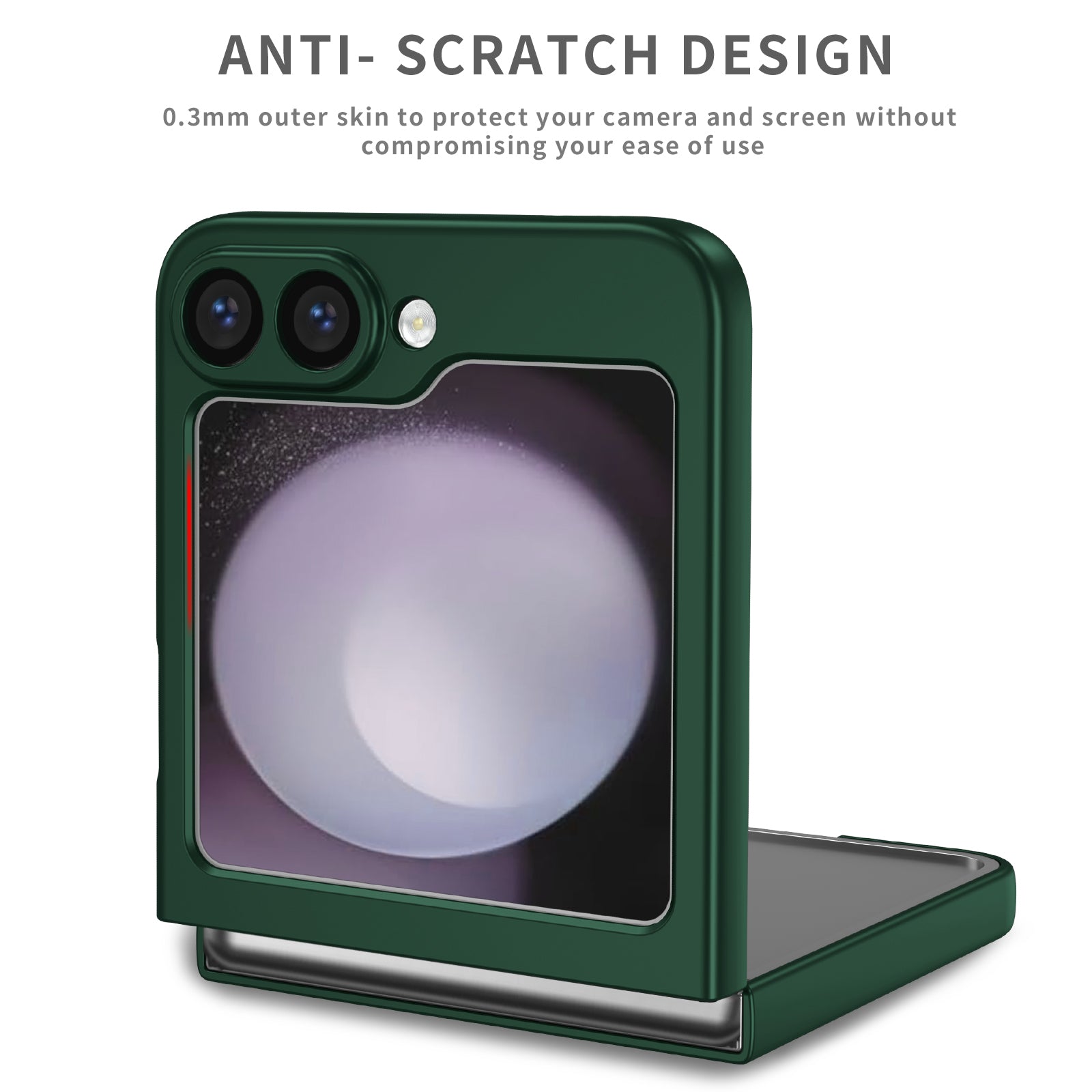 For Samsung Galaxy Z Flip6 5G Case Rotatable Ring Kickstand Hard PC Phone Cover - Blackish Green