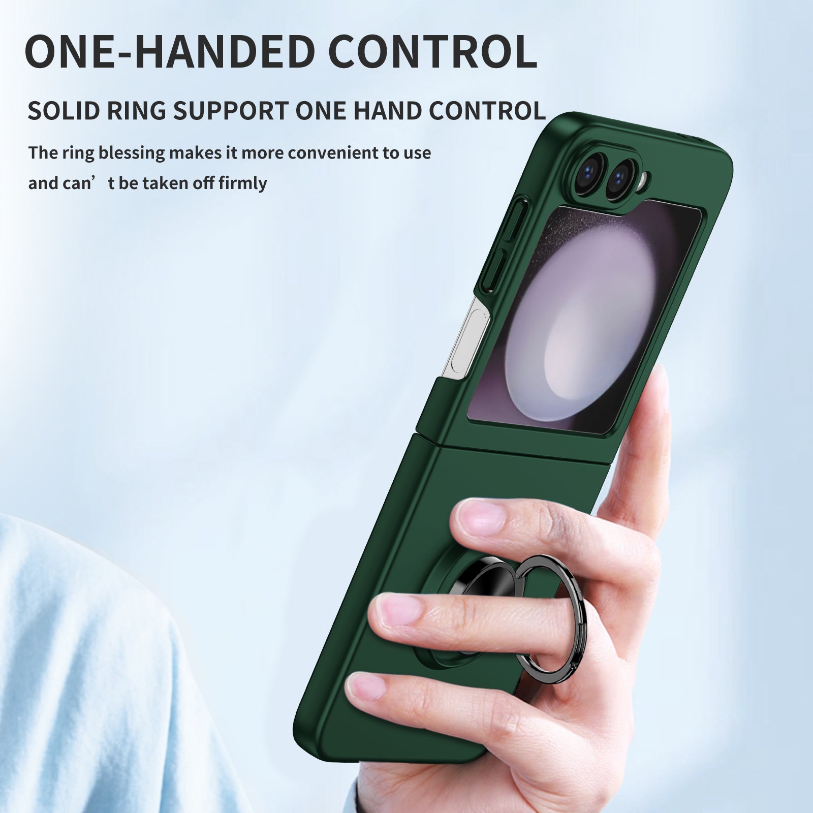 For Samsung Galaxy Z Flip6 5G Case Rotatable Ring Kickstand Hard PC Phone Cover - Blackish Green