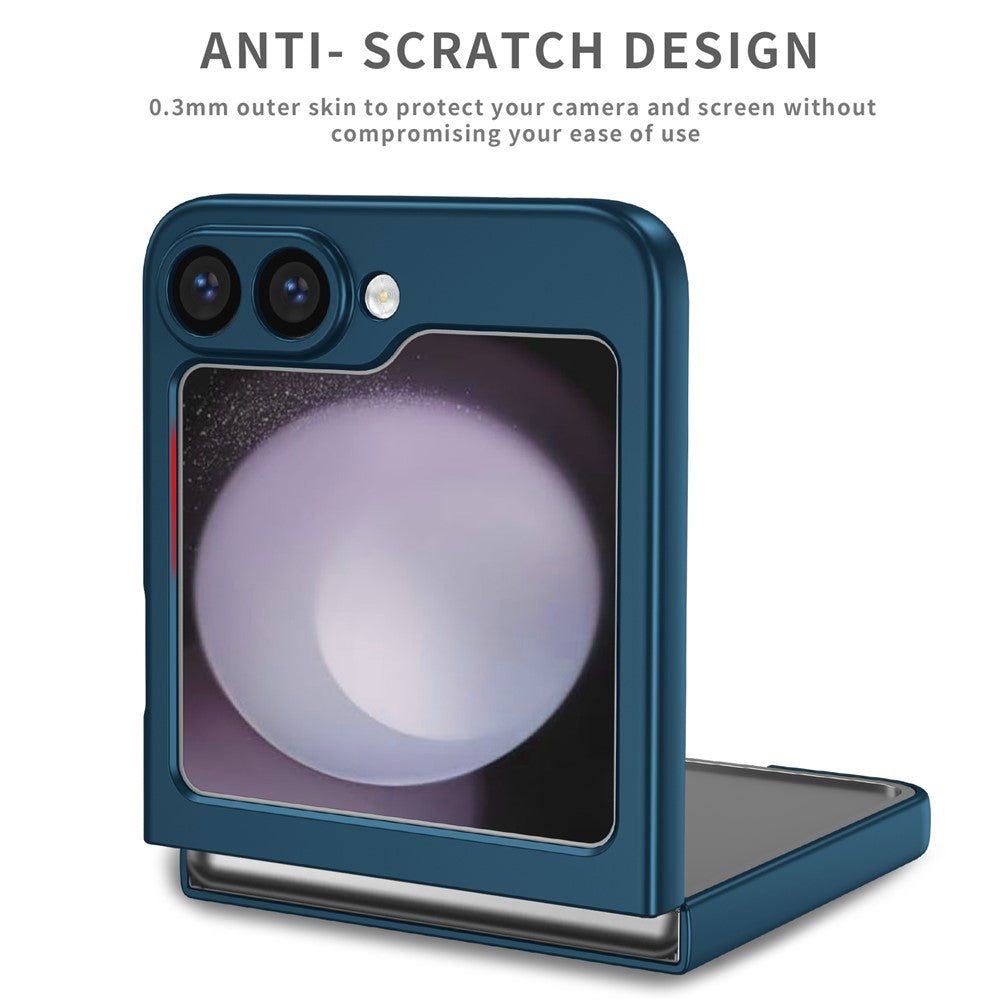 For Samsung Galaxy Z Flip7 FE 5G / Z Flip6 5G Case Rotatable Ring Kickstand Hard PC Phone Cover - Dark Blue