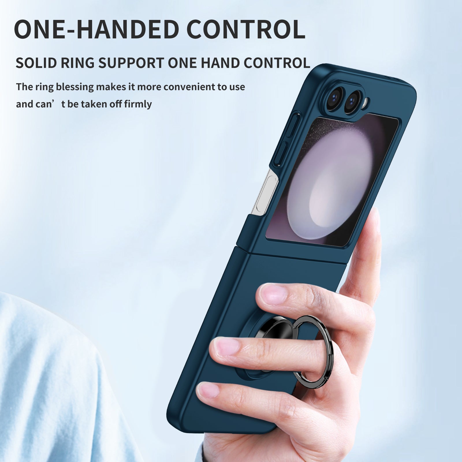 For Samsung Galaxy Z Flip6 5G Case Rotatable Ring Kickstand Hard PC Phone Cover - Dark Blue