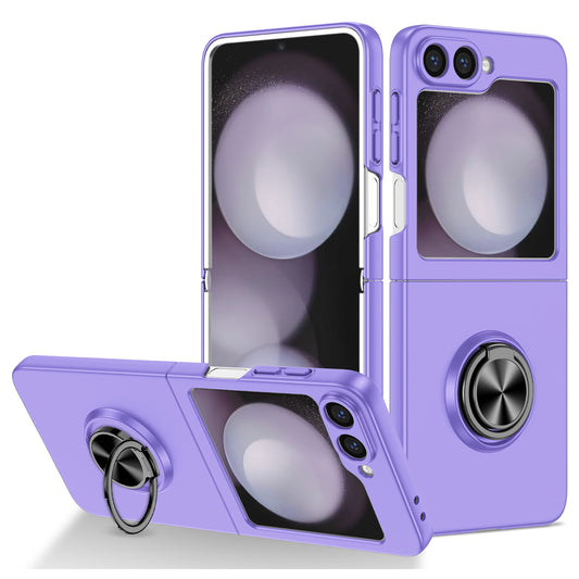 For Samsung Galaxy Z Flip6 5G Case Rotatable Ring Kickstand Hard PC Phone Cover - Purple