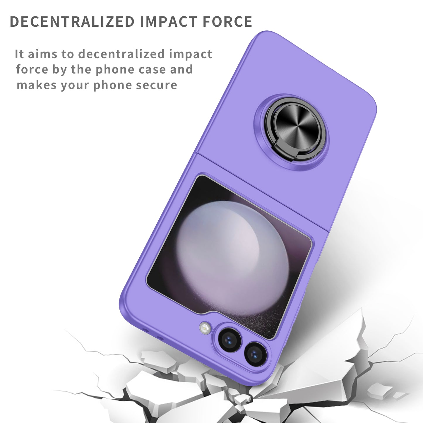 For Samsung Galaxy Z Flip6 5G Case Rotatable Ring Kickstand Hard PC Phone Cover - Purple