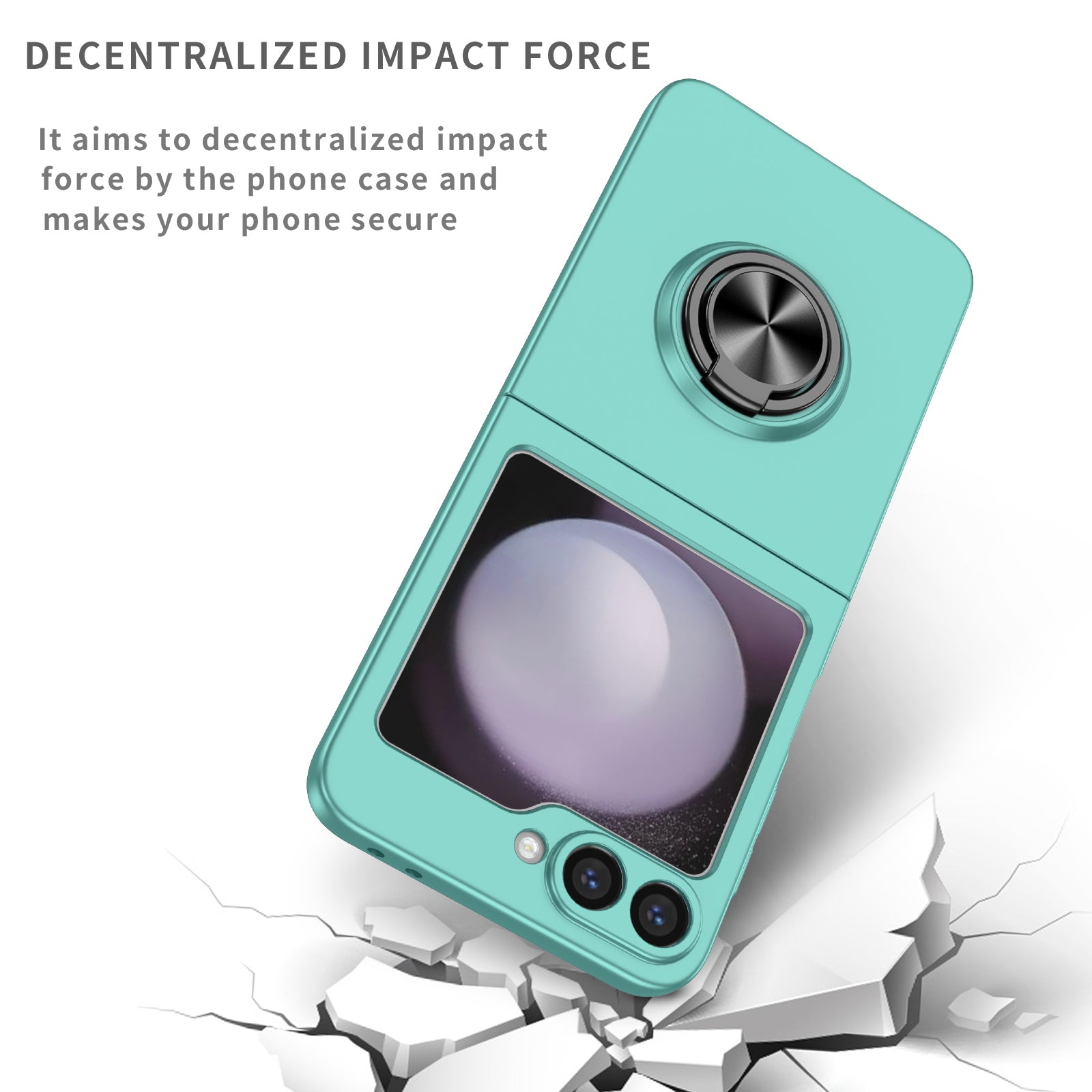 For Samsung Galaxy Z Flip6 5G Case Rotatable Ring Kickstand Hard PC Phone Cover - Sky Blue