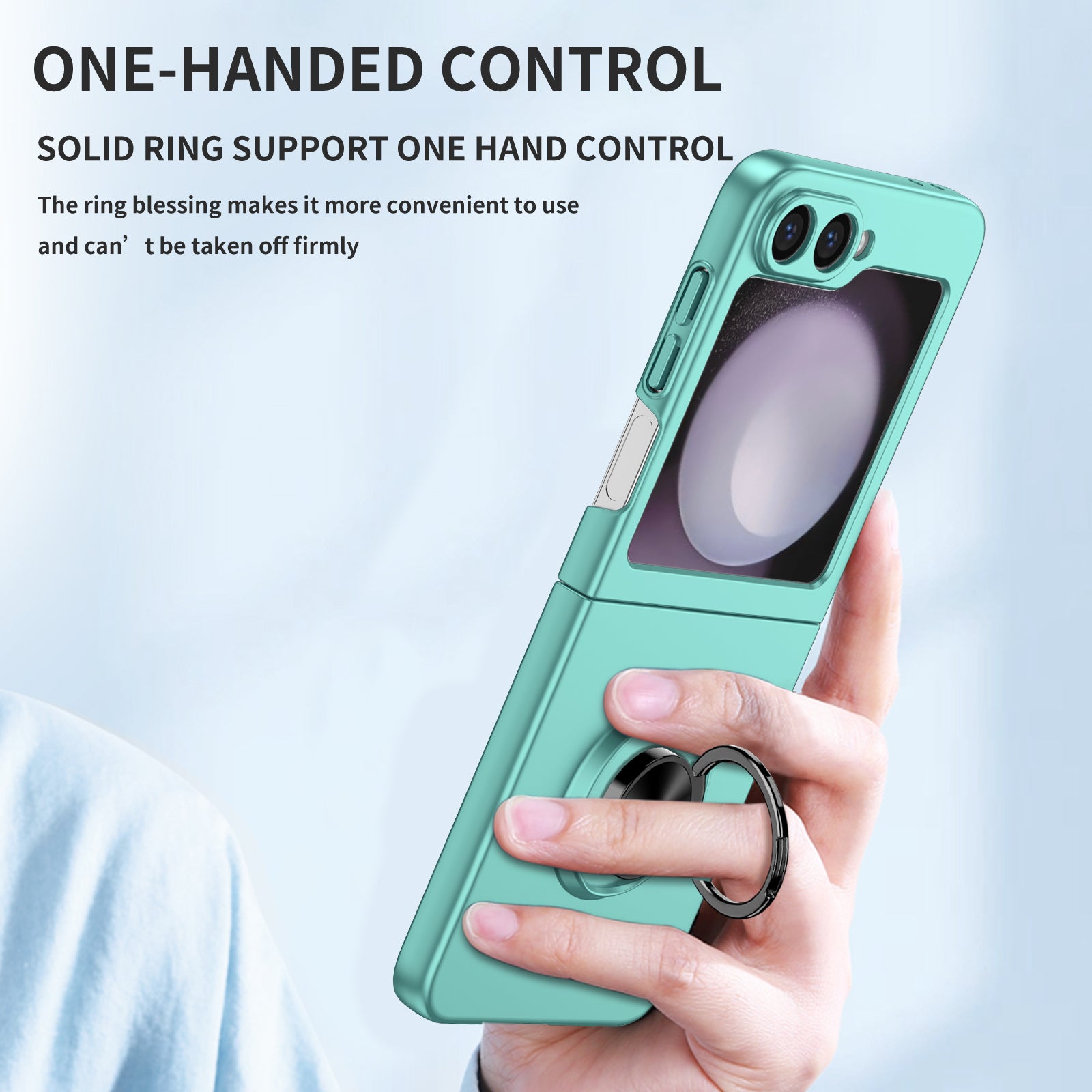 For Samsung Galaxy Z Flip6 5G Case Rotatable Ring Kickstand Hard PC Phone Cover - Sky Blue