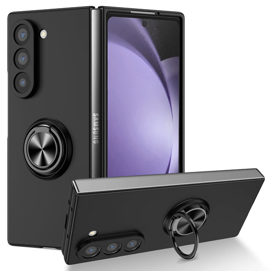 For Samsung Galaxy Z Fold6 5G Case Ring Kickstand PC Phone Cover Support Car Mount - Black