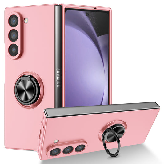 For Samsung Galaxy Z Fold6 5G Case Ring Kickstand PC Phone Cover Support Car Mount - Pink