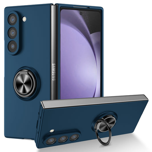 For Samsung Galaxy Z Fold6 5G Case Ring Kickstand PC Phone Cover Support Car Mount - Dark Blue