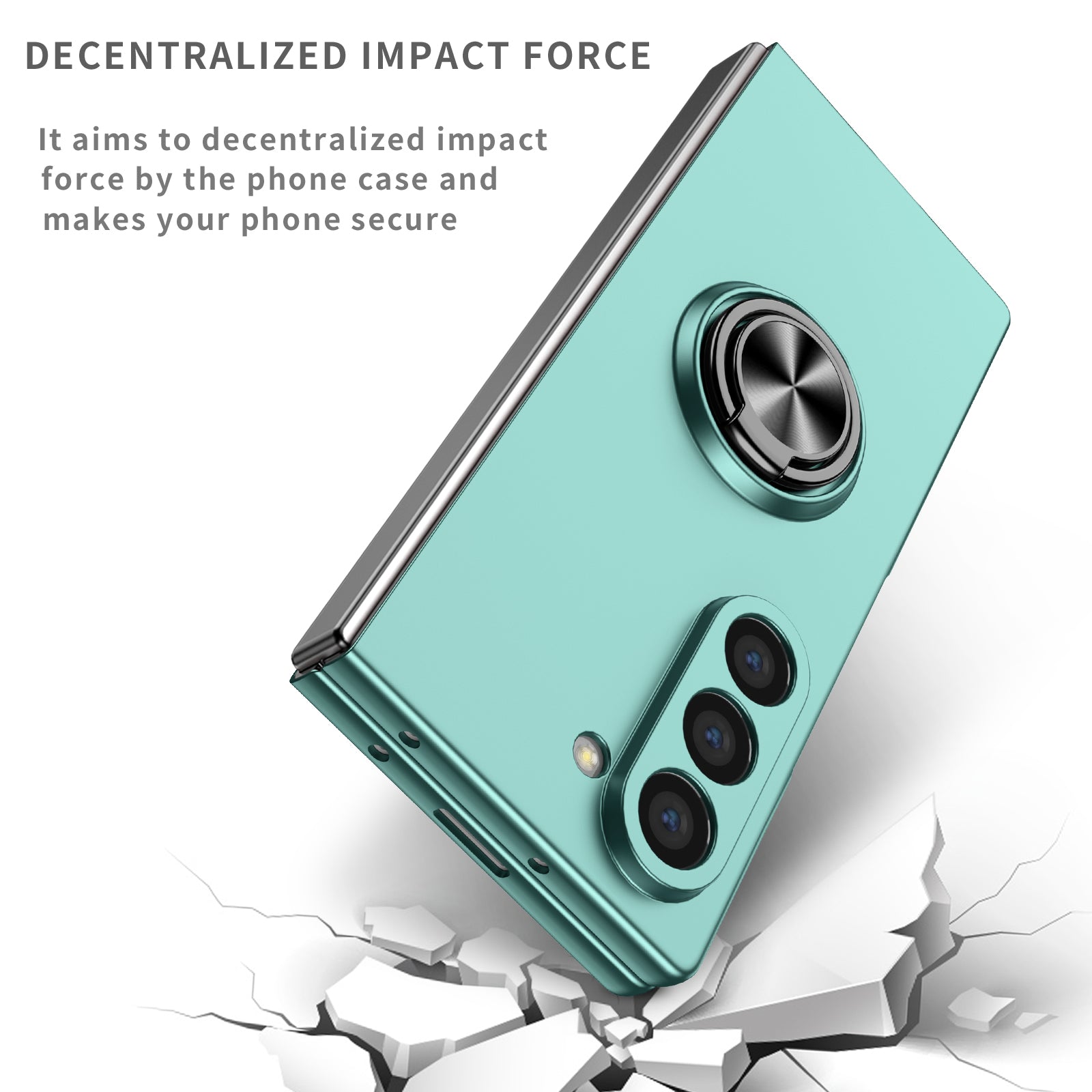 For Samsung Galaxy Z Fold6 5G Case Ring Kickstand PC Phone Cover Support Car Mount - Sky Blue