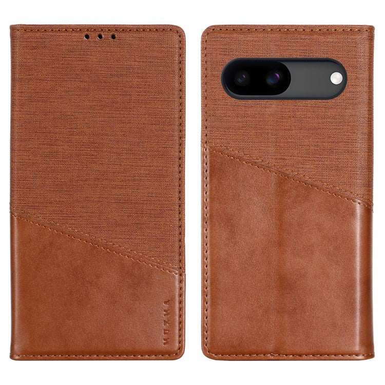 MUXMA MX109 For Google Pixel 8a RFID Blocking Folio Flip Phone Case Stand Cover - Brown