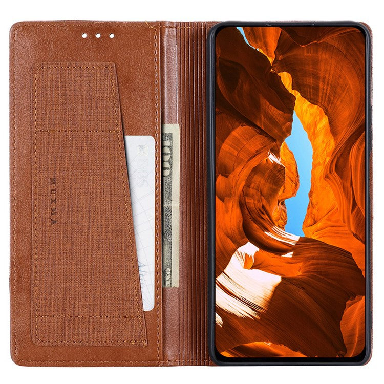 MUXMA MX109 For Google Pixel 8a RFID Blocking Folio Flip Phone Case Stand Cover - Brown