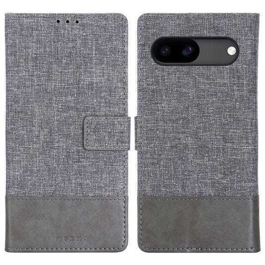 MUXMA MX102 For Google Pixel 8a Case Canvas+Leather+TPU Phone Wallet Cover - Grey