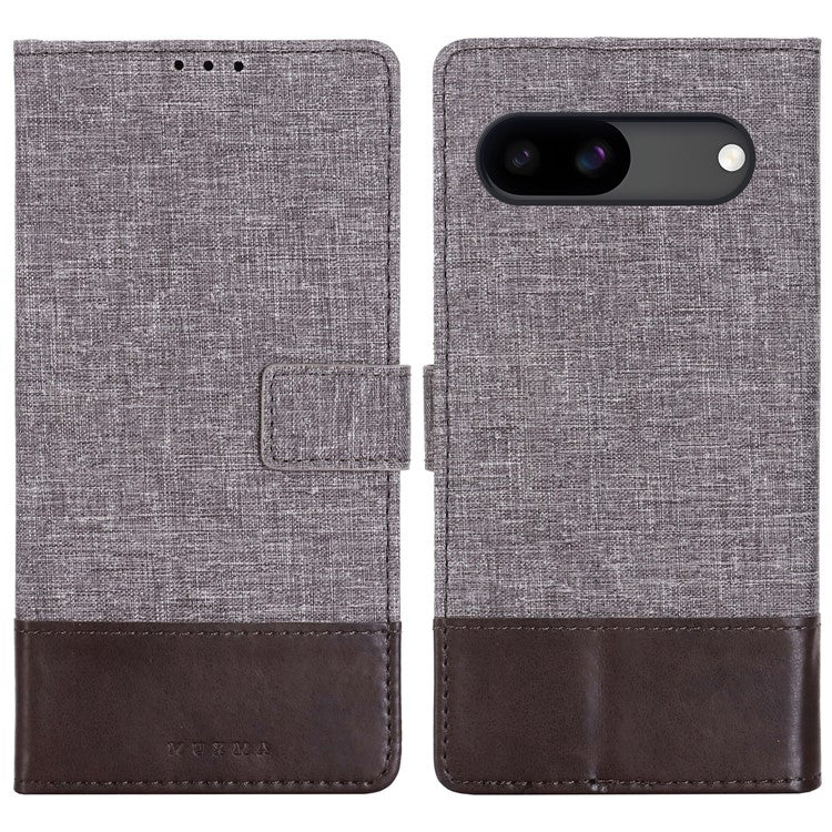 MUXMA MX102 For Google Pixel 8a Case Canvas+Leather+TPU Phone Wallet Cover - Brown