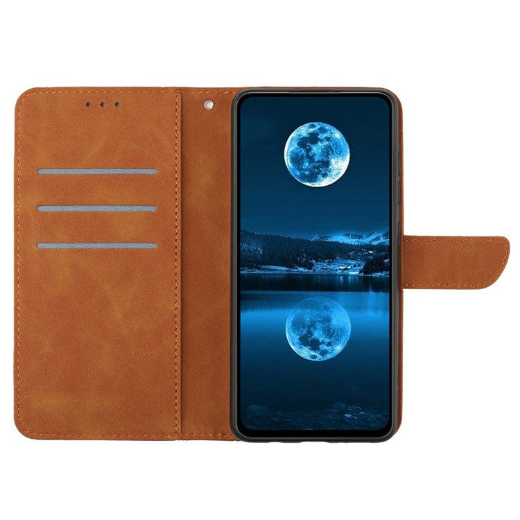 HT05 For iPhone 16 Pro Case Leather Phone Cover Card Slots Stand Feature - Brown