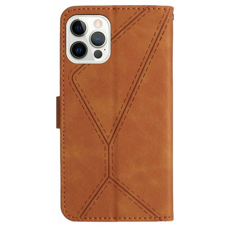 HT05 For iPhone 16 Pro Case Leather Phone Cover Card Slots Stand Feature - Brown