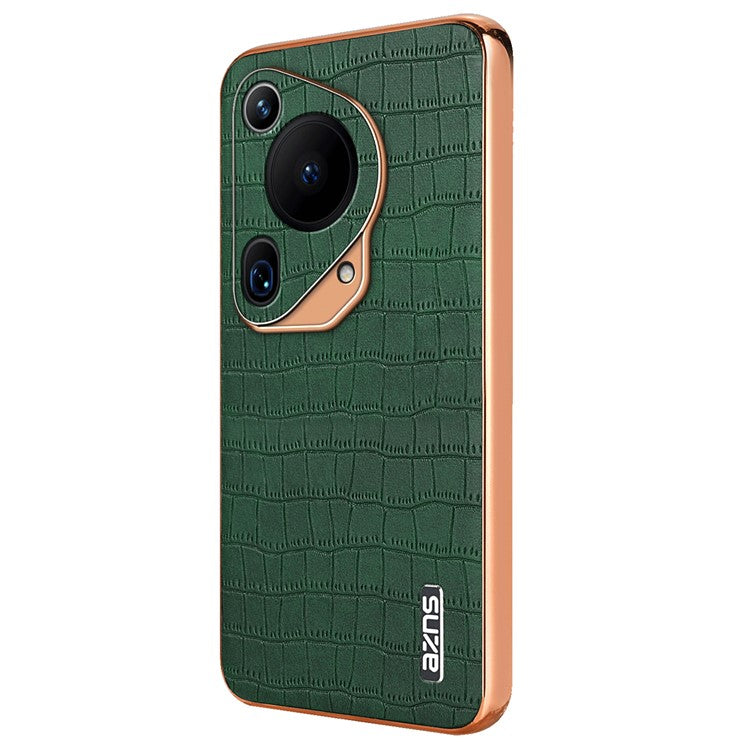 AZNS For Huawei Pura 70 Ultra Case Leather Electroplating Phone Cover Crocodile Pattern Textured - Green