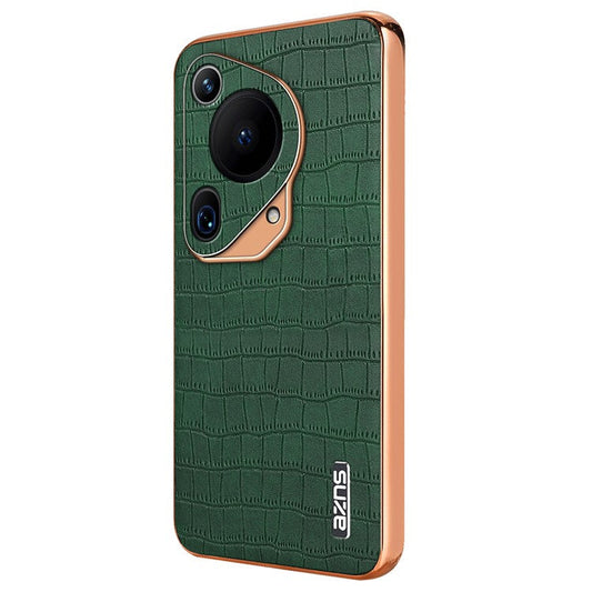 AZNS For Huawei Pura 70 Ultra Case Leather Electroplating Phone Cover Crocodile Pattern Textured - Green