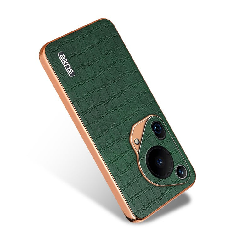 AZNS For Huawei Pura 70 Ultra Case Leather Electroplating Phone Cover Crocodile Pattern Textured - Green