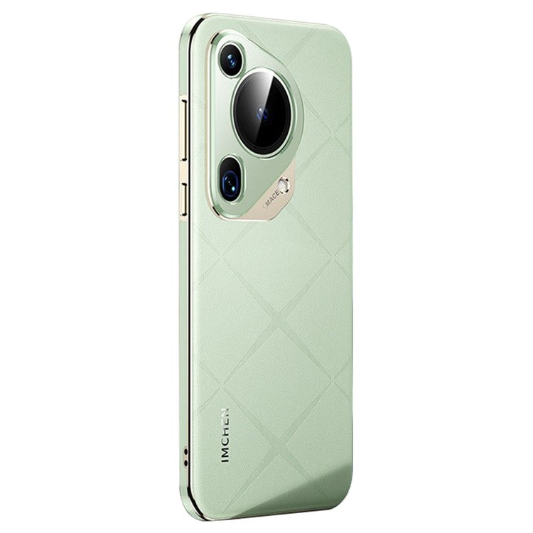 IM-CHEN For Huawei Pura 70 Ultra Case Anti-scratch Genuine Cow Leather+PC Phone Cover - Green