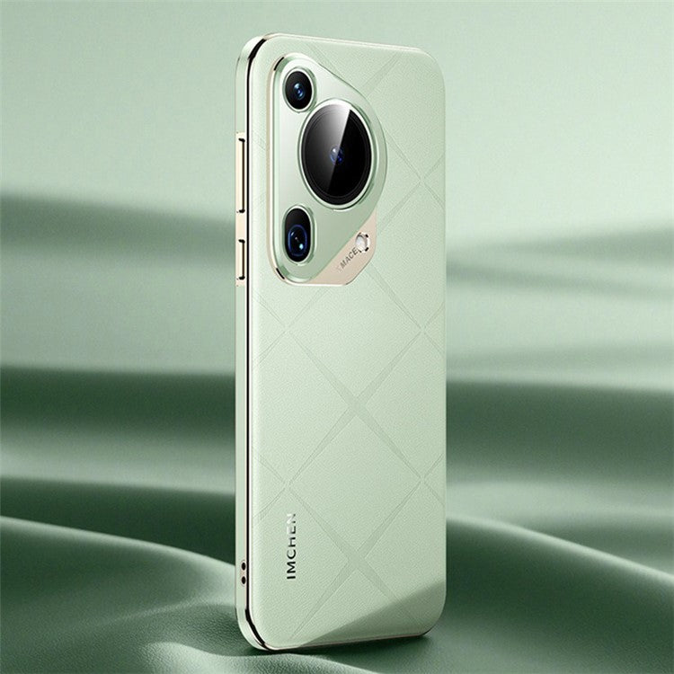 IM-CHEN For Huawei Pura 70 Ultra Case Anti-scratch Genuine Cow Leather+PC Phone Cover - Green
