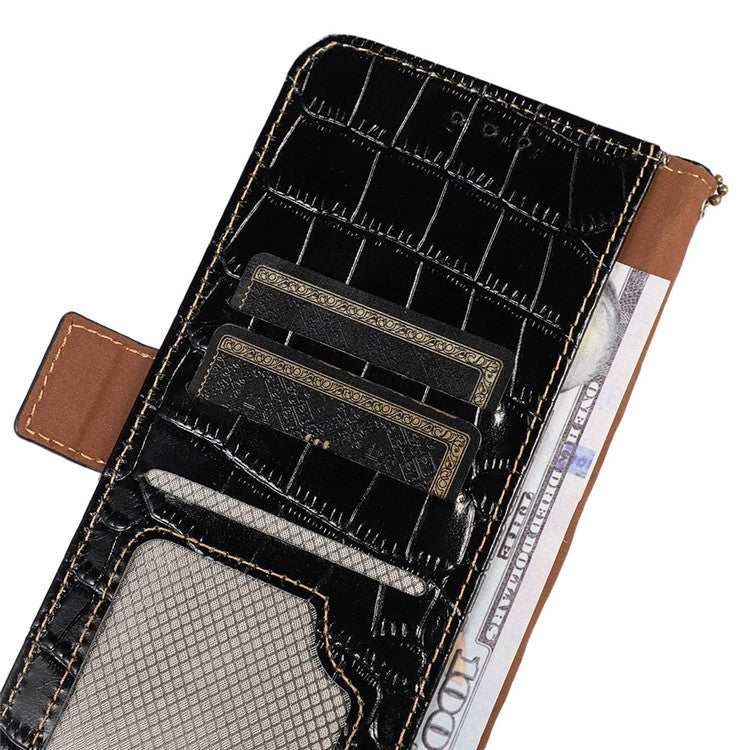 For iPhone 16 Pro Stand Case RFID Blocking Genuine Cow Leather Wallet Phone Cover - Black