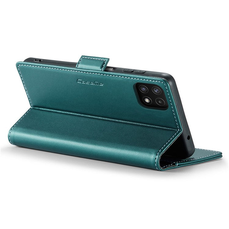 CASEME 023 Series For Samsung Galaxy A22 5G (EU Version) / F42 5G Wallet Case RFID Blocking Phone Cover - Green