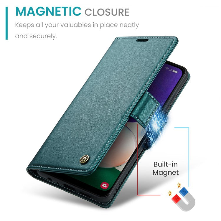 CASEME 023 Series For Samsung Galaxy A22 5G (EU Version) / F42 5G Wallet Case RFID Blocking Phone Cover - Green