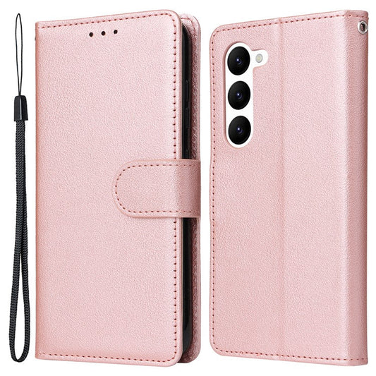 For Samsung Galaxy S23 Wallet Case 3 Card Slots Slim-Fit PU Leather Stand Phone Cover - Rose Gold
