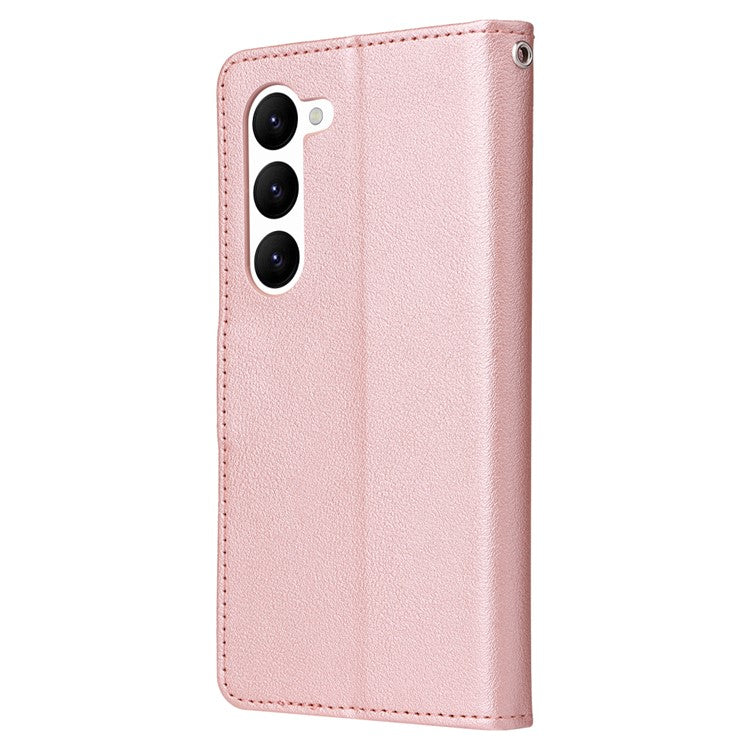 For Samsung Galaxy S23 Wallet Case 3 Card Slots Slim-Fit PU Leather Stand Phone Cover - Rose Gold