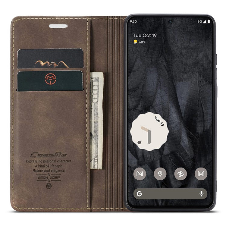 CASEME 013 Series For Google Pixel 8 Pro Case PU Leather Wallet Folio Flip Phone Cover - Coffee