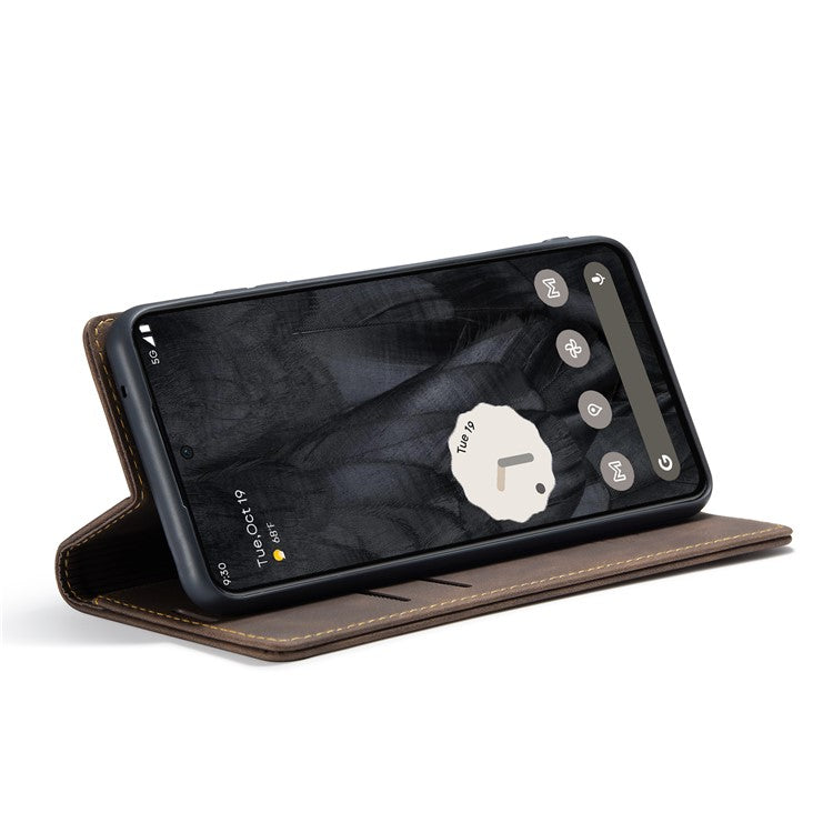 CASEME 013 Series For Google Pixel 8 Pro Case PU Leather Wallet Folio Flip Phone Cover - Coffee