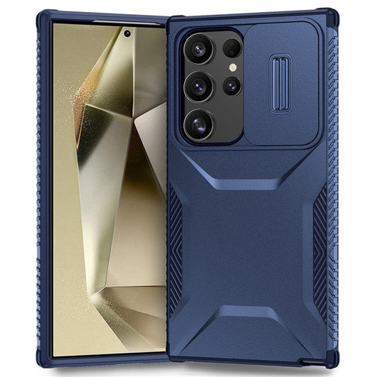 For Samsung Galaxy S24 Ultra Case Camshield TPU+PC Protective Phone Cover - Blue