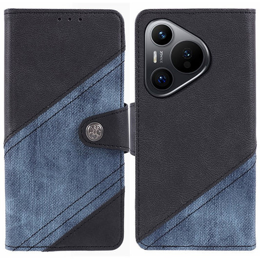 For Huawei Pura 70 Case PU Leather Phone Cover Stand Shockproof TPU Inner - Black