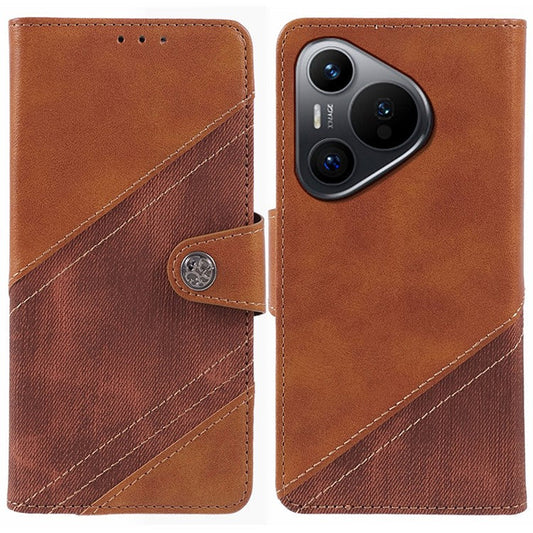For Huawei Pura 70 Case PU Leather Phone Cover Stand Shockproof TPU Inner - Brown