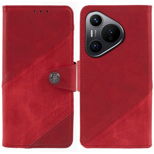 For Huawei Pura 70 Case PU Leather Phone Cover Stand Shockproof TPU Inner - Red
