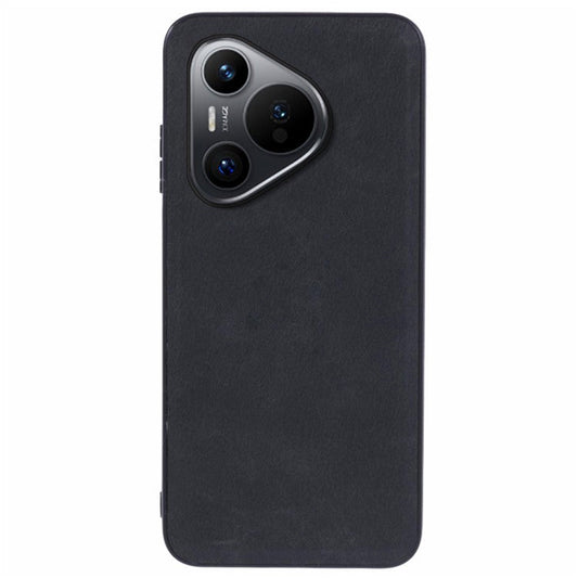 For Huawei Pura 70 Case Retro Texture PU Leather Coated PC+TPU Hybrid Phone Cover - Black