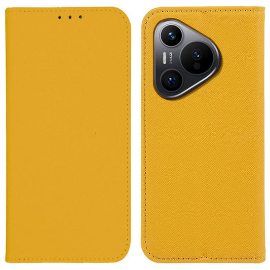 For Huawei Pura 70 Case Cross Texture Leather Flip Phone Cover Magnetic Absorption - Yellow