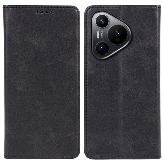 For Huawei Pura 70 Case Magnetic Closing Flip PU Leather Phone Cover - Black