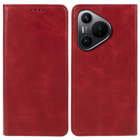 For Huawei Pura 70 Case Magnetic Closing Flip PU Leather Phone Cover - Red