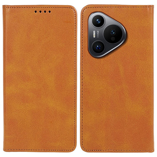 For Huawei Pura 70 Case Magnetic Closing Flip PU Leather Phone Cover - Khaki