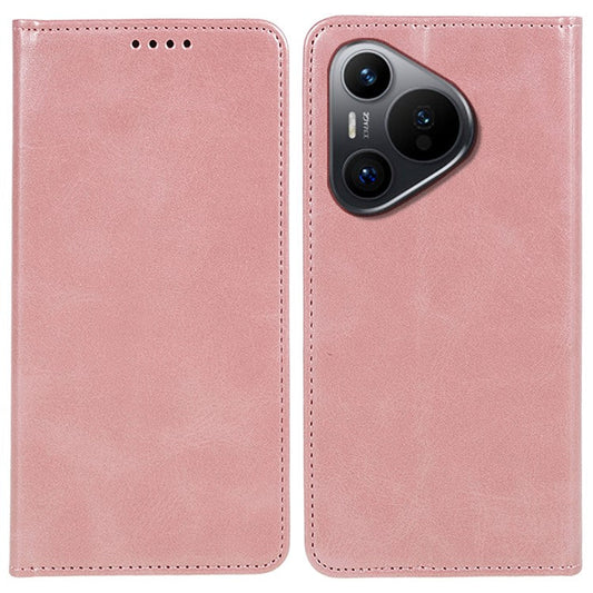 For Huawei Pura 70 Case Magnetic Closing Flip PU Leather Phone Cover - Rose Gold