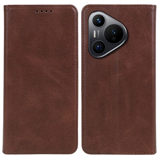 For Huawei Pura 70 Case Magnetic Closing Flip PU Leather Phone Cover - Brown