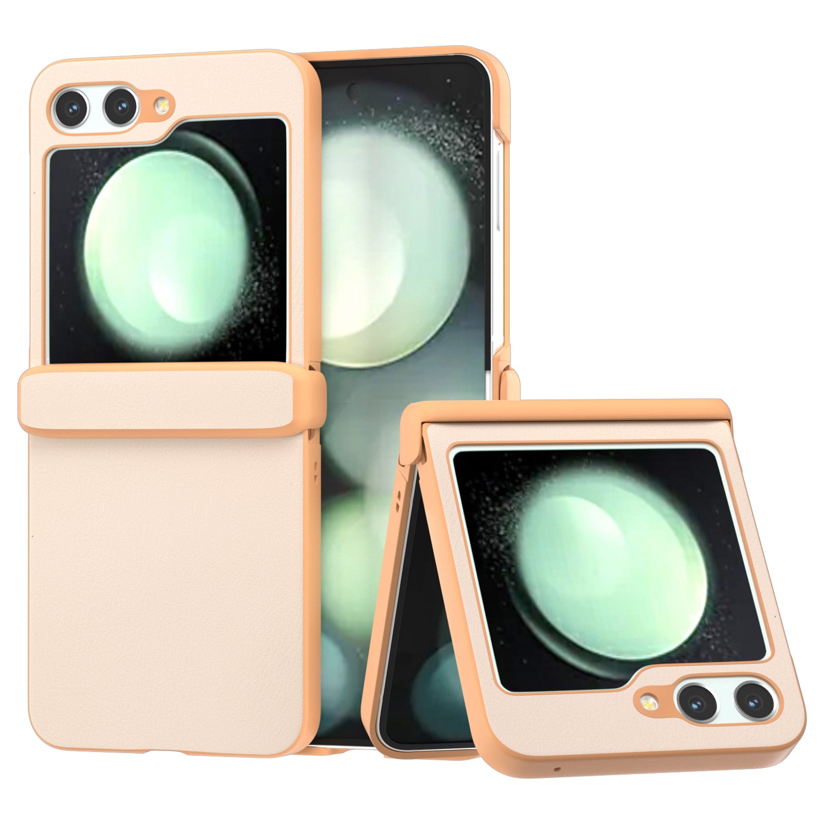 For Samsung Galaxy Z Flip6 5G Case 3-in-1 PU Leather Coated PC Phone Cover with Hinge - Light Pink