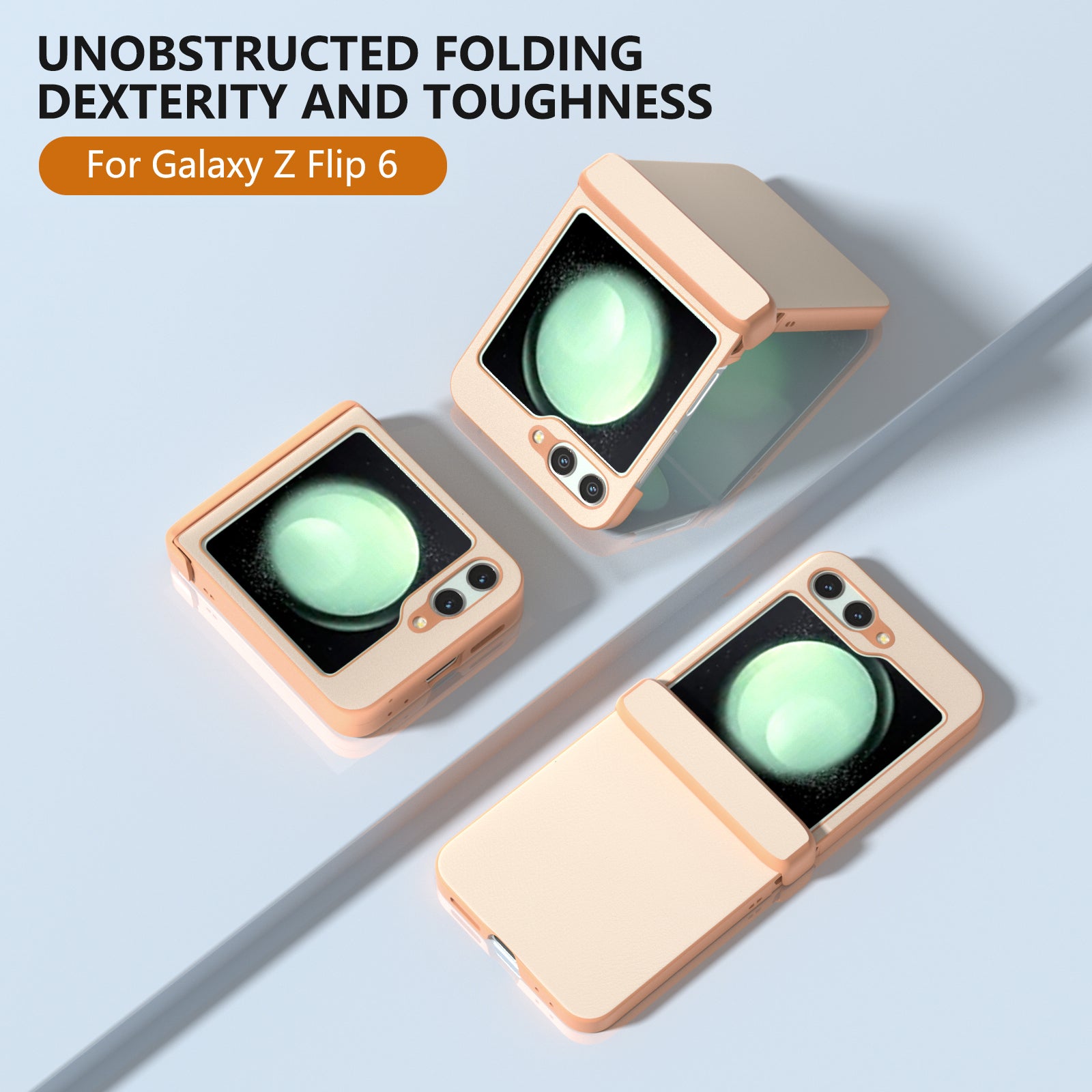 For Samsung Galaxy Z Flip6 5G Case 3-in-1 PU Leather Coated PC Phone Cover with Hinge - Light Pink