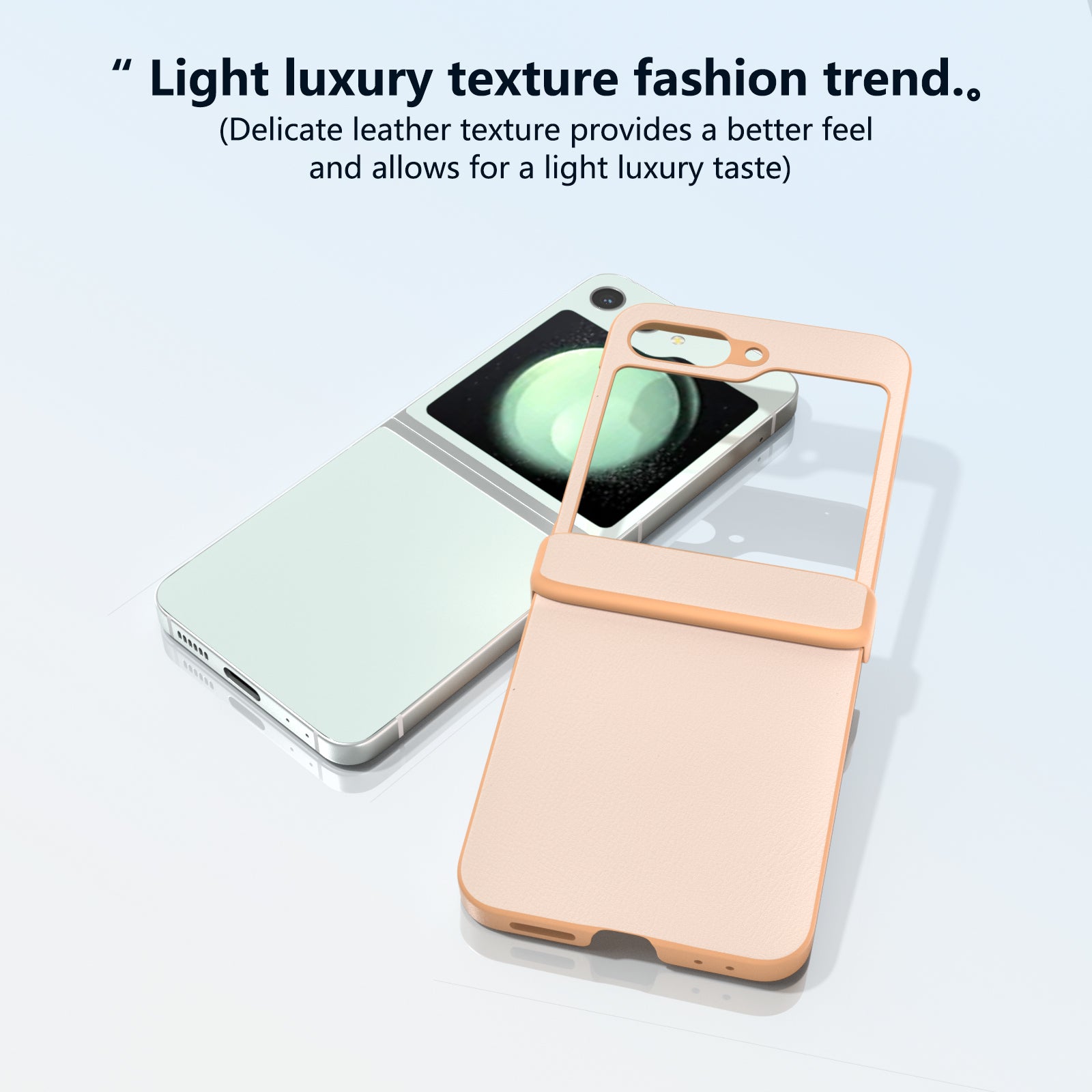 For Samsung Galaxy Z Flip6 5G Case 3-in-1 PU Leather Coated PC Phone Cover with Hinge - Light Pink