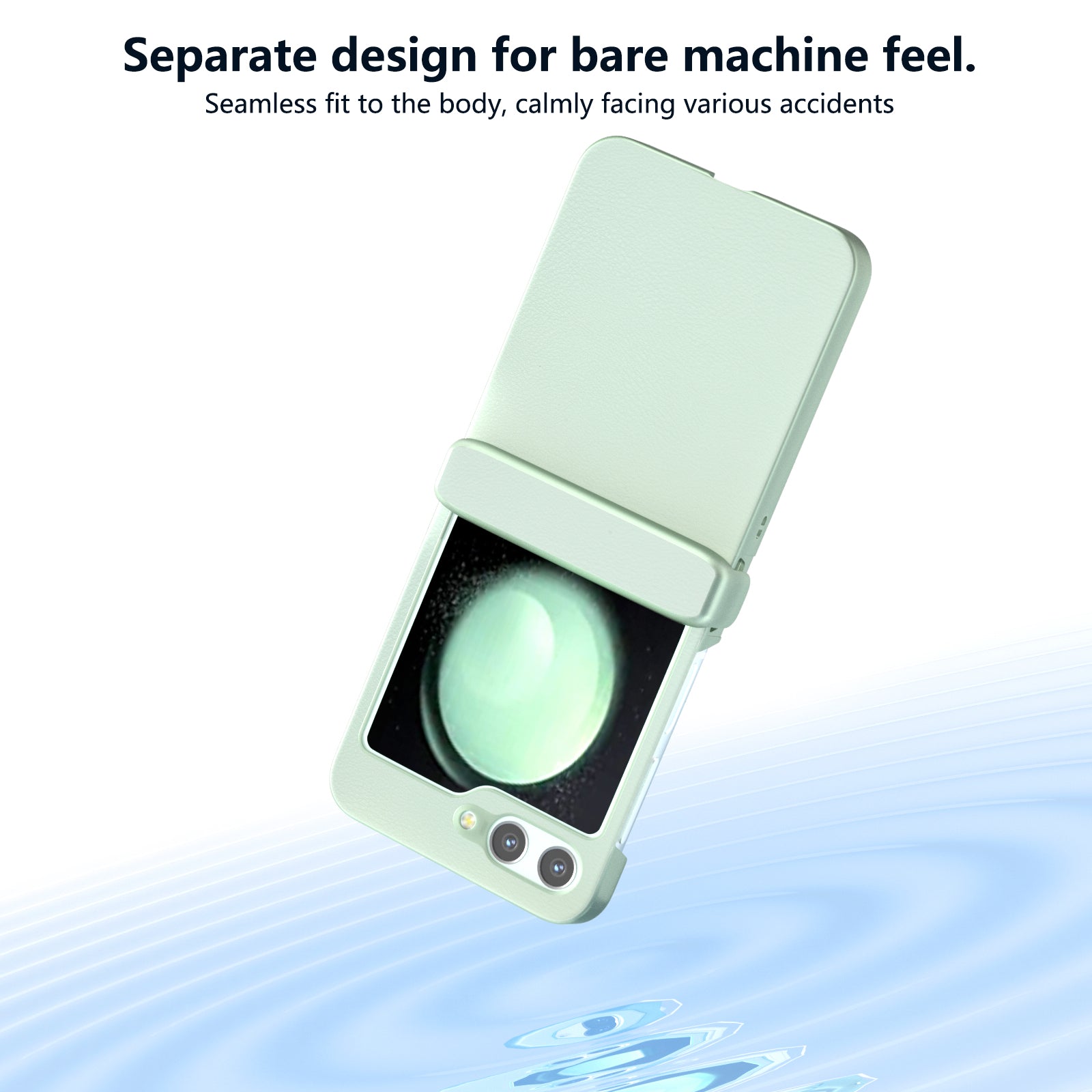 For Samsung Galaxy Z Flip6 5G Case 3-in-1 PU Leather Coated PC Phone Cover with Hinge - Light Green