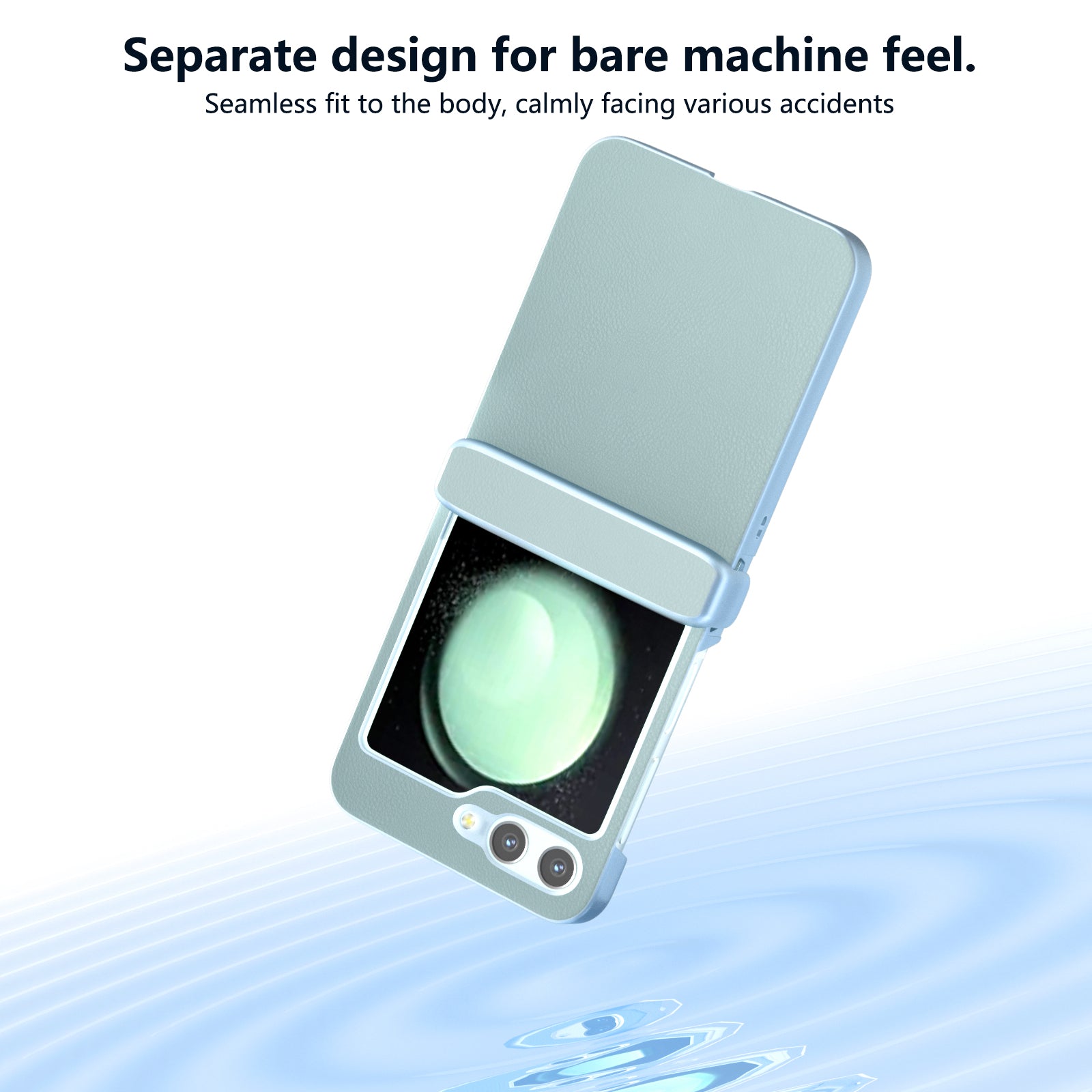For Samsung Galaxy Z Flip6 5G Case 3-in-1 PU Leather Coated PC Phone Cover with Hinge - Baby Blue
