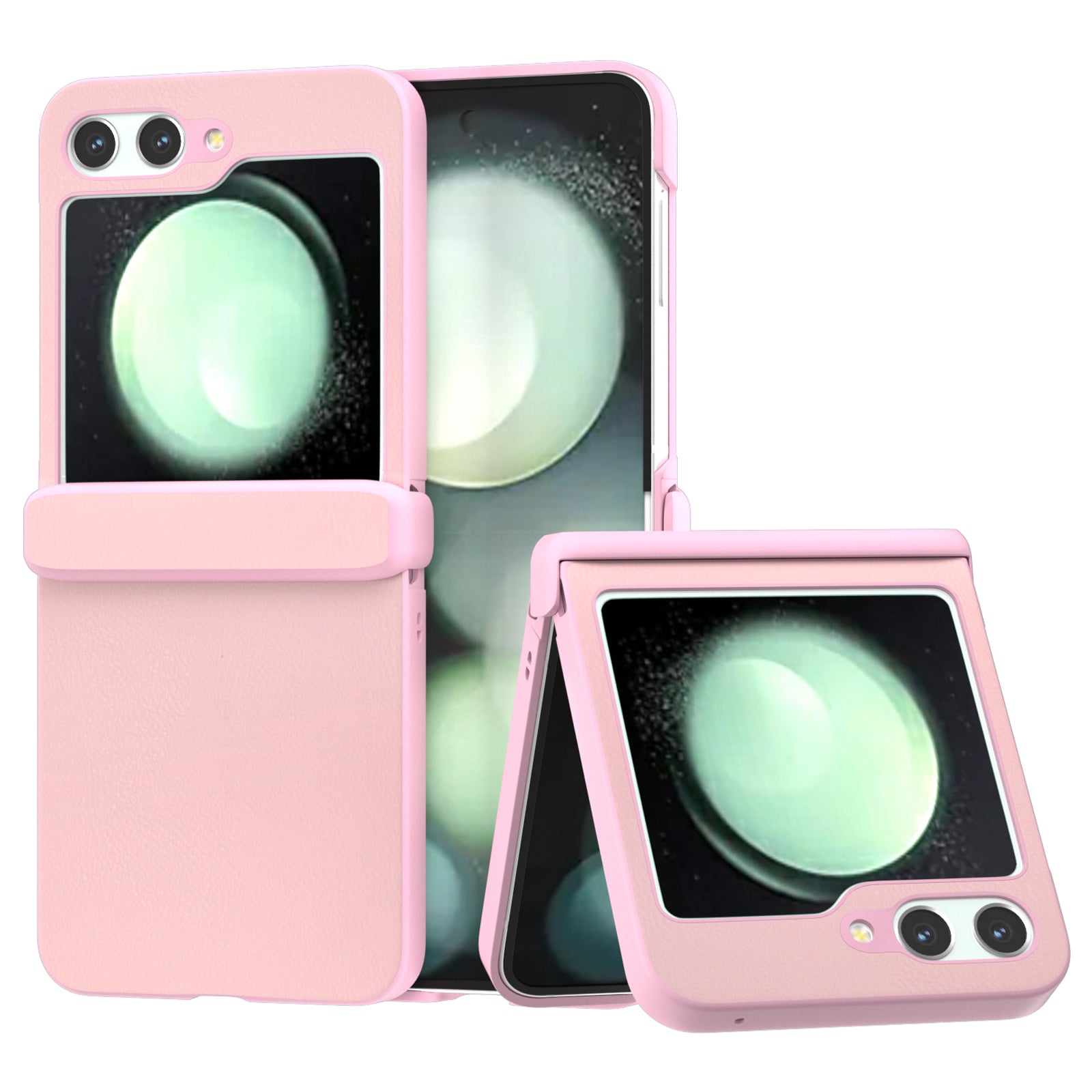 For Samsung Galaxy Z Flip6 5G Case 3-in-1 PU Leather Coated PC Phone Cover with Hinge - Pink