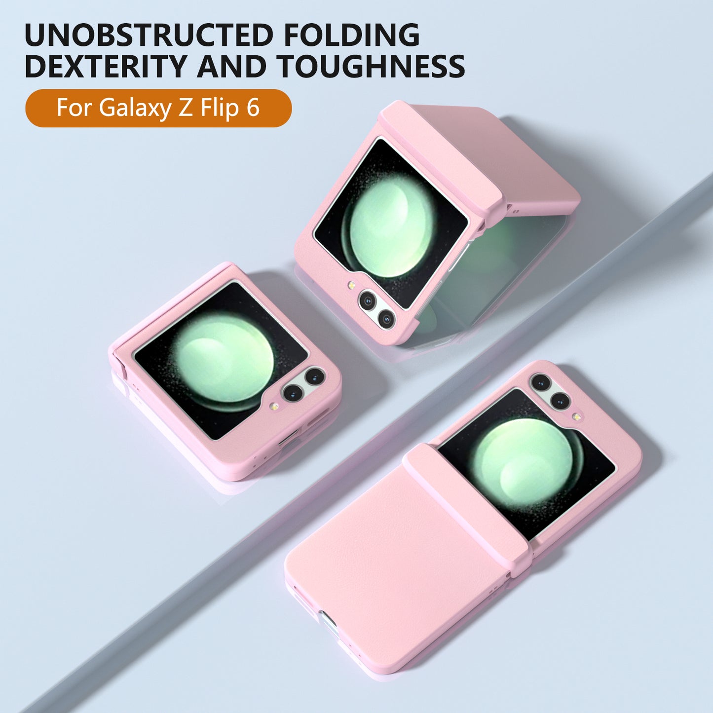 For Samsung Galaxy Z Flip6 5G Case 3-in-1 PU Leather Coated PC Phone Cover with Hinge - Pink